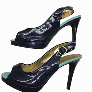 NWT Christian Siriano 8 Women's Shoes Navy Pumps Heels Open Back New Tags
